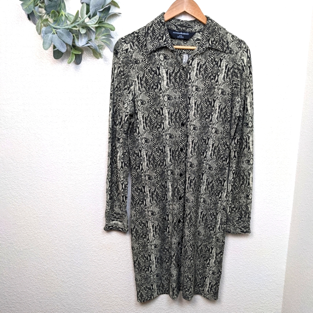 Norma Kamali Snake Skin Button Front Midi Dress